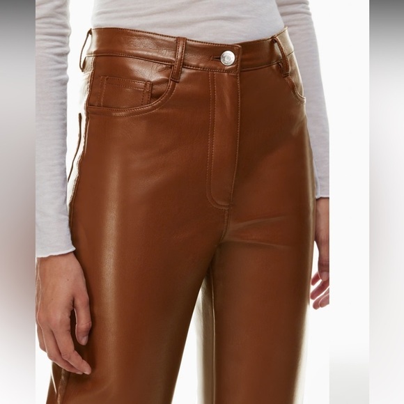 Aritzia Wilfred The Melina Pants High-waisted Vegan Leather Epicurean Brown 10 - Picture 3 of 16
